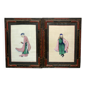 Pair of gouaches on rice paper.