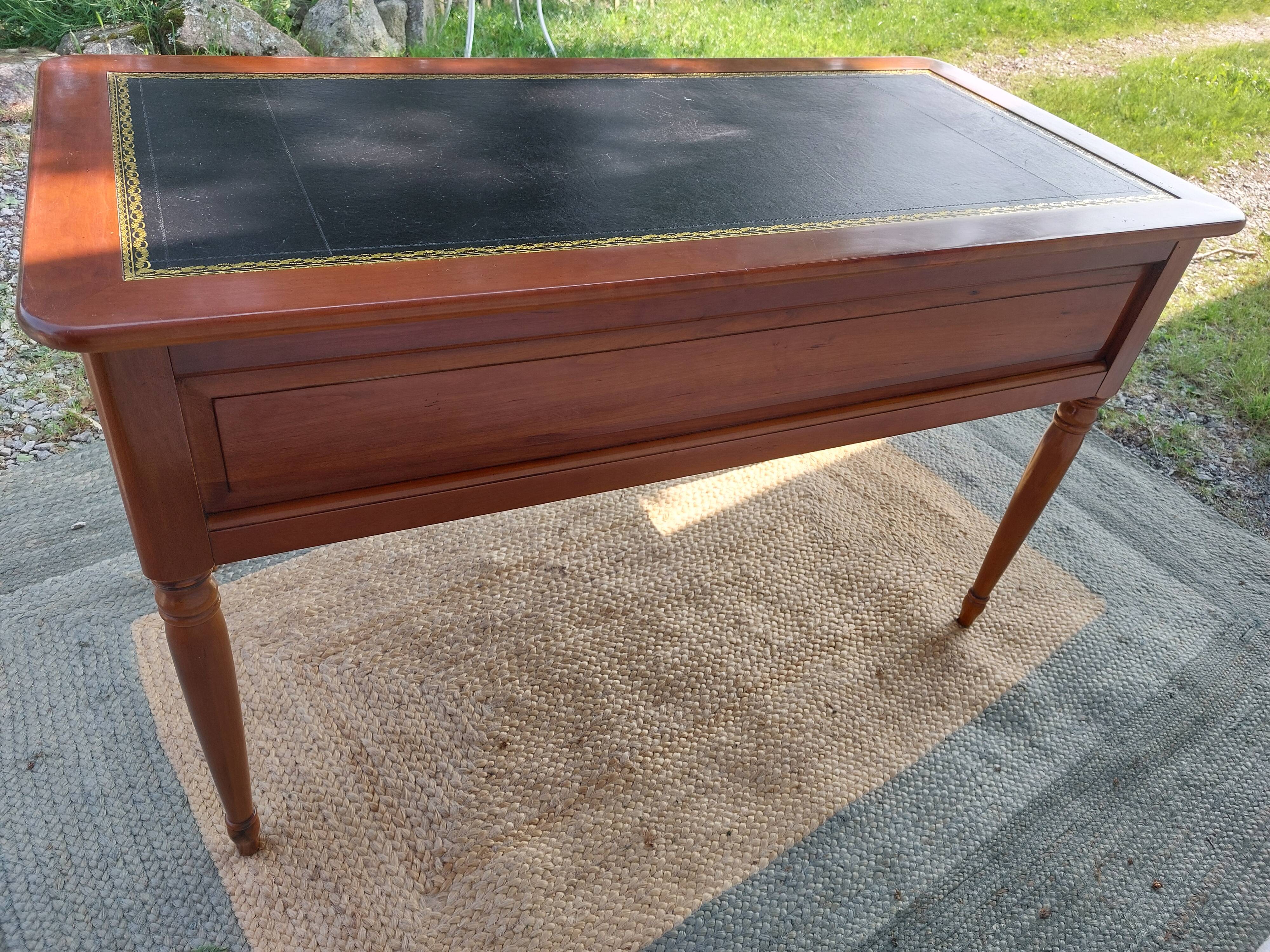 Desk, black leather top