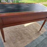 Desk, black leather top
