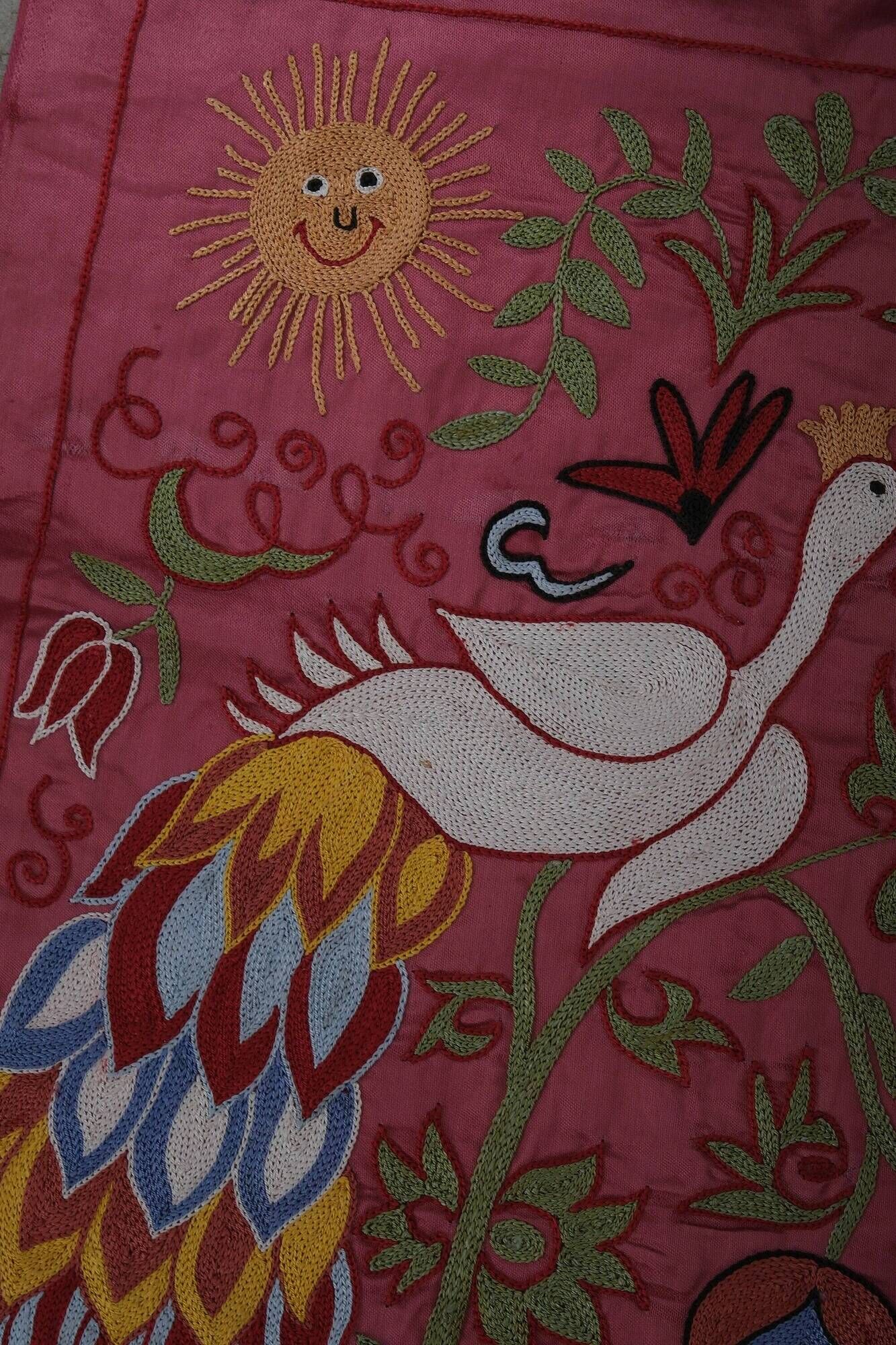 Vintage hand-embroidered tribal tapestry 54x190 cm