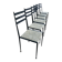 6 black metal chairs with green fabric, Italian design.