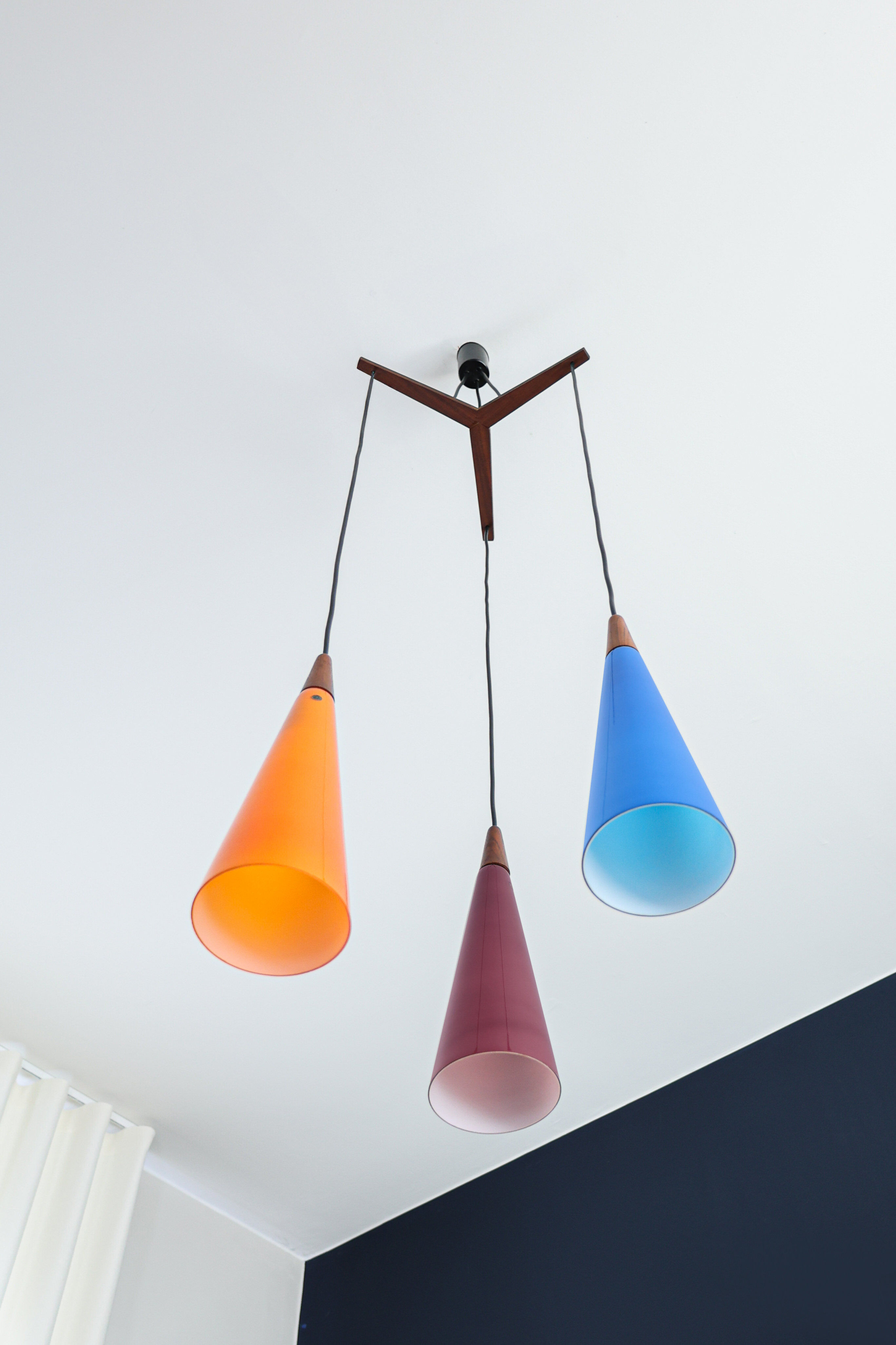 Vintage Holmegaard pendant lamp by E. Jacob, Denmark, 1960s.