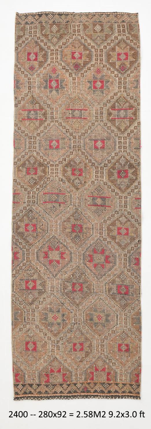 Rug For Hallway Red & Brown Kilim Runner Rug, 92x280Cm
