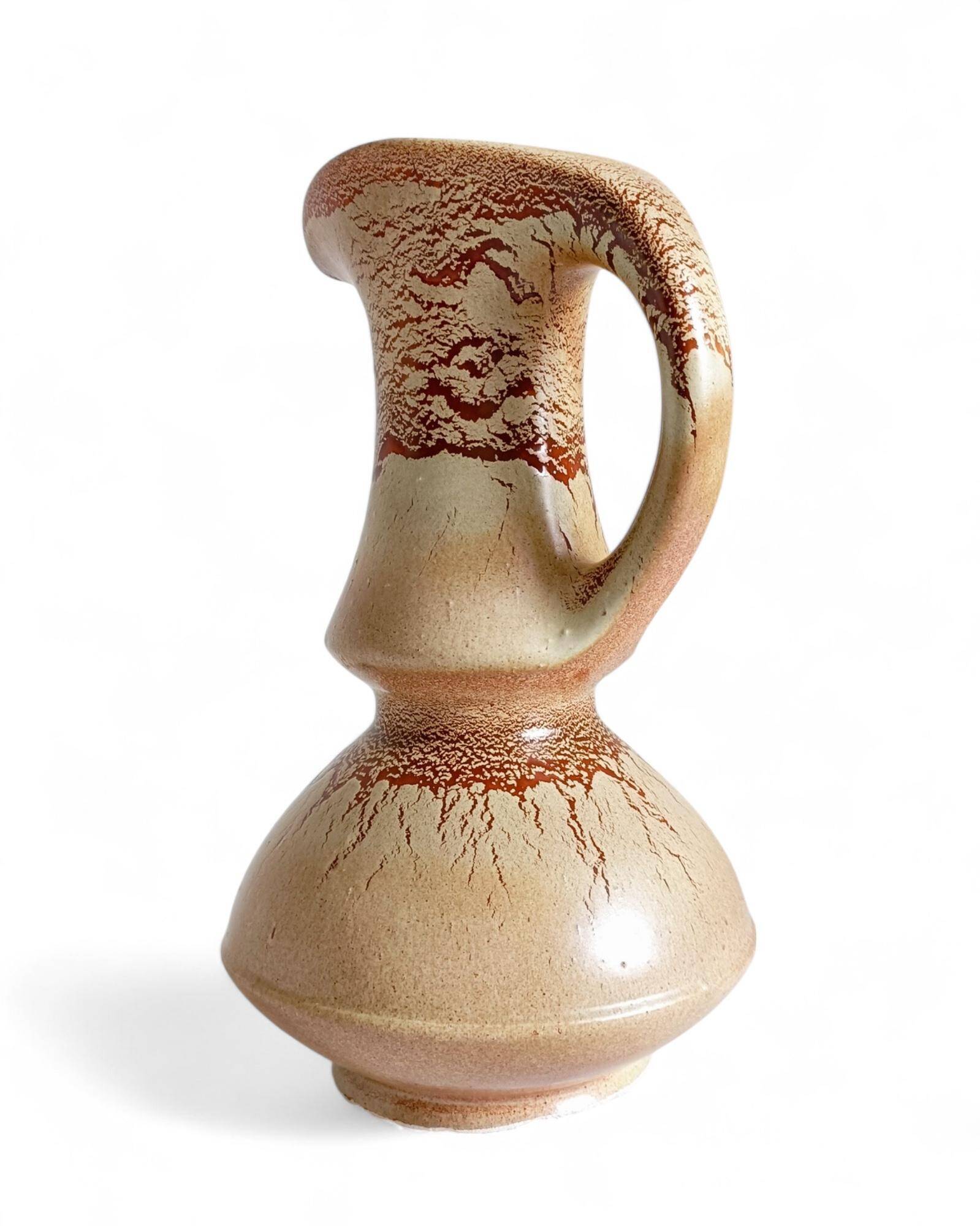 Mid-Century Ceramic Jug Vase by Roberto Rigon for Bertoncello, Signed, 1960s