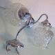 Pair of structured glass and chrome metal, 60s