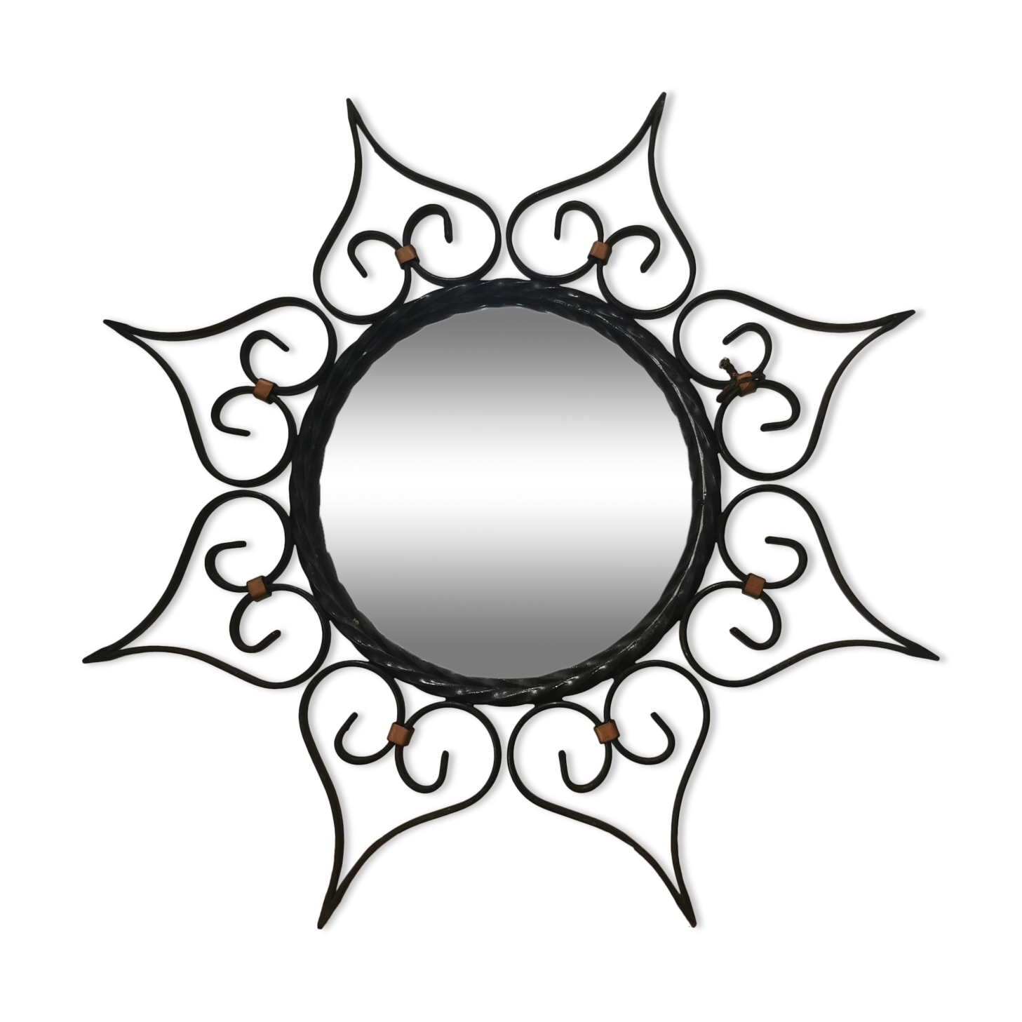 Witch mirror wrought iron and vintage brass