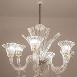 Extraordinary Art Decò Barovier e Toso Chandelier, Murano “Bubble” Glass, 1940s