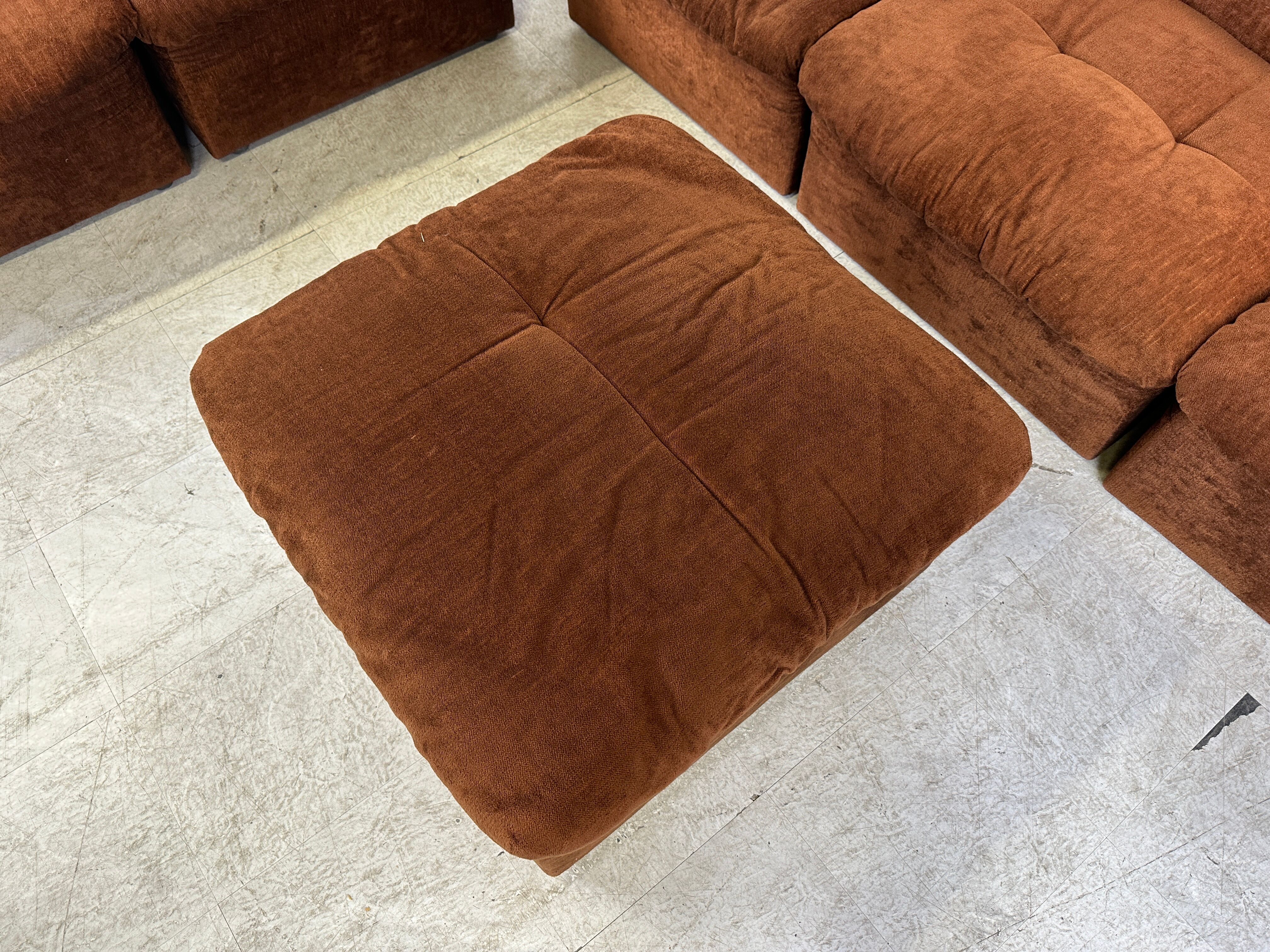 Vintage brown fabric modular sofa, 1970s