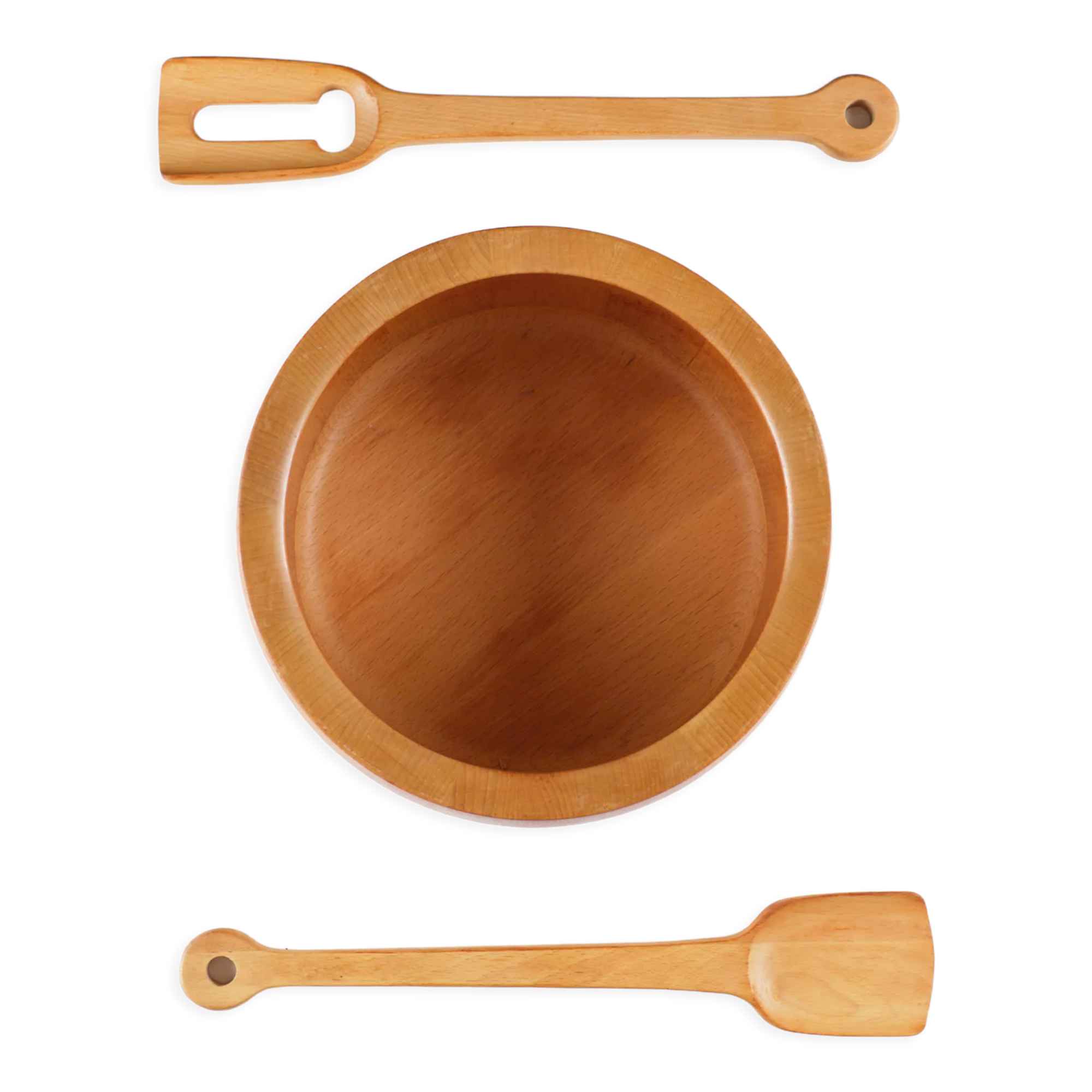 Richard Nissen solid teak salad bowl set, 1960s, Denmark