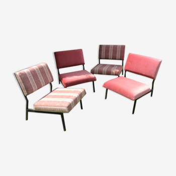 Lot de 4 fauteuils hotel thermal 1960 fer forge