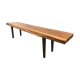 Wooden yew timbered bench stamped Reynolds of Ludlow, circa 1960