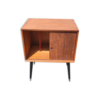 Meuble rangement vinyle double porte coulissante