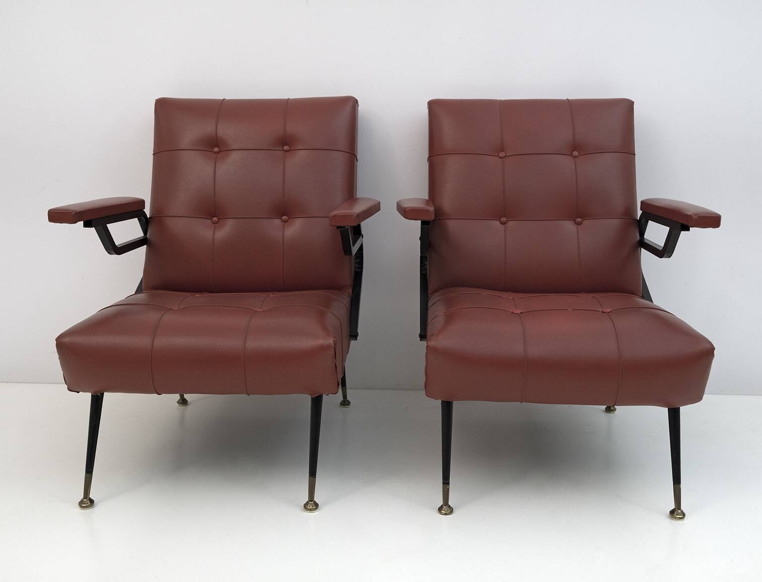 Mid-Century Modern Italian Faux Leather Small Armchair, 1960s