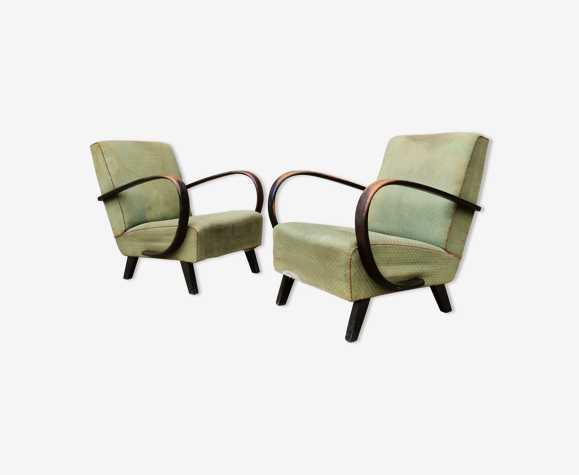 Paire de fauteuils art déco type C H410 par Jindrich Halabala