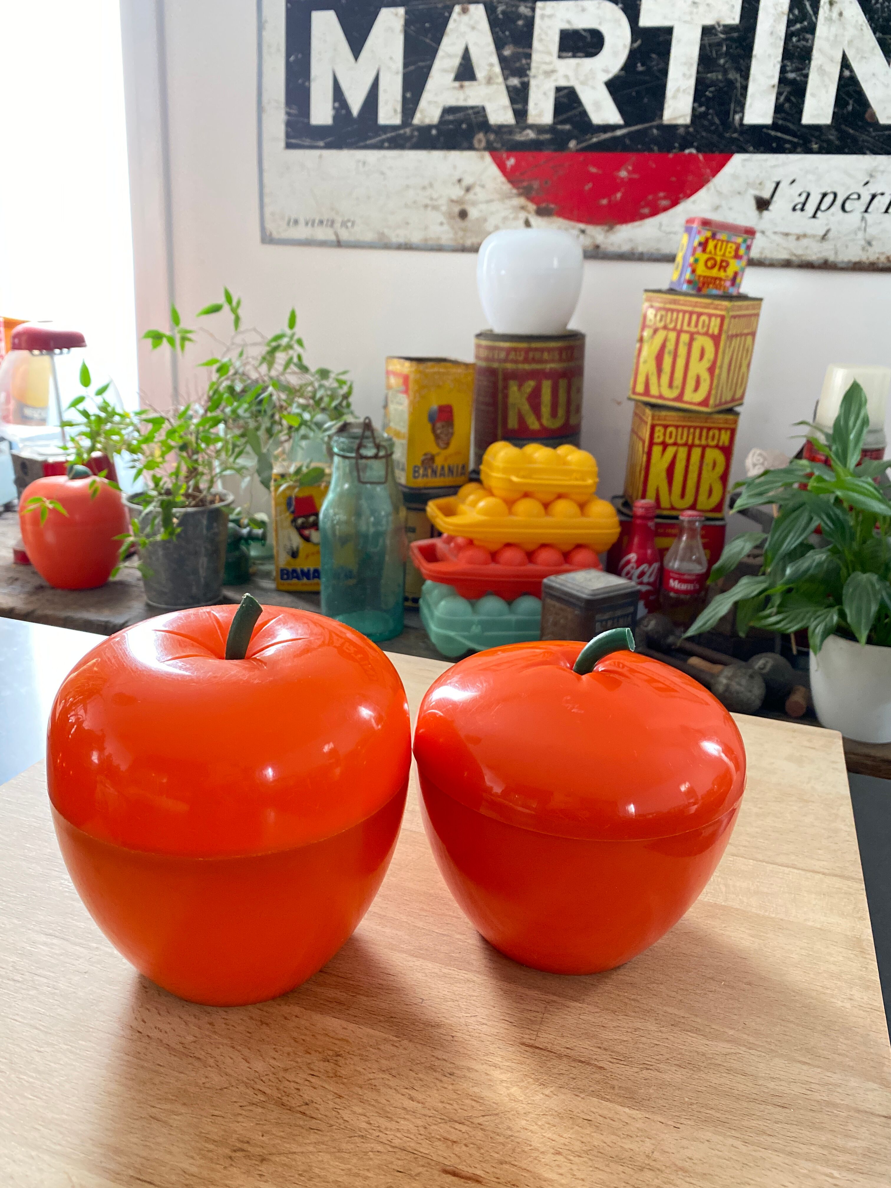 Vintage orange apple ice bucket