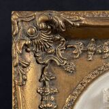 Golden trumk bevelled mirror with children 32x70cm
