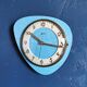 Vintage formica clock asymmetrical silent wall clock "GC celestial blue"