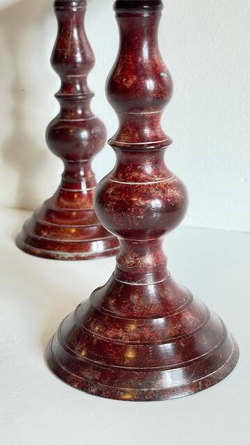 BOUGEOIRS Vintage Patinated Metal Candle Holders