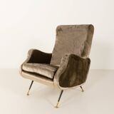 Italian velevet mid century lounge chair in the style of Marco Zanuso, 1960