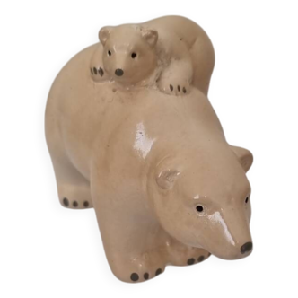 Ceramic teddy bear and mother bear statuette vintage figurine