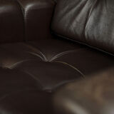 Vintage Mid-Century Modern Brown Leather Heart-shaped Lounge Chair, 1960s, Set of 2