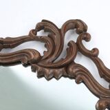Baroque mirror with hand carved oak ornated frame, France 1950s