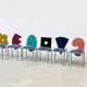 Set of 6 postmodern dining chairs by Salvati e Tresoldi for Omaggi / Saporiti