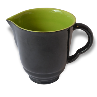 Elchinger, small black pitcher, green interior