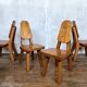 Brutalist pine chair 1970 Seltz style Regain Chapo Perriand vintage design