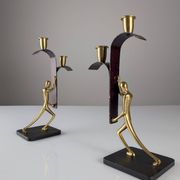 Art Deco Bronze Candelabra Pair by Karl Hagenauer, 1930s