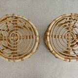 Pair of rattan stools, 1960s