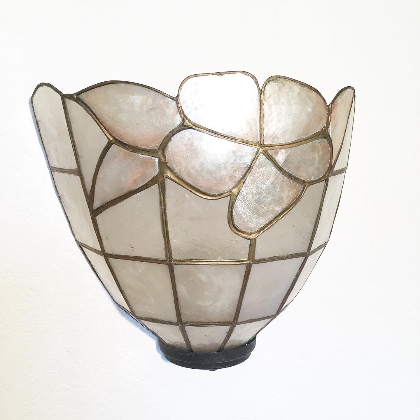 Trio of mother-of-pearl wall lamps