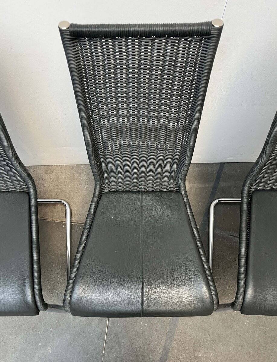 Grey German cantilever chairs B25 with leather cushions from Tecta, set of 4.