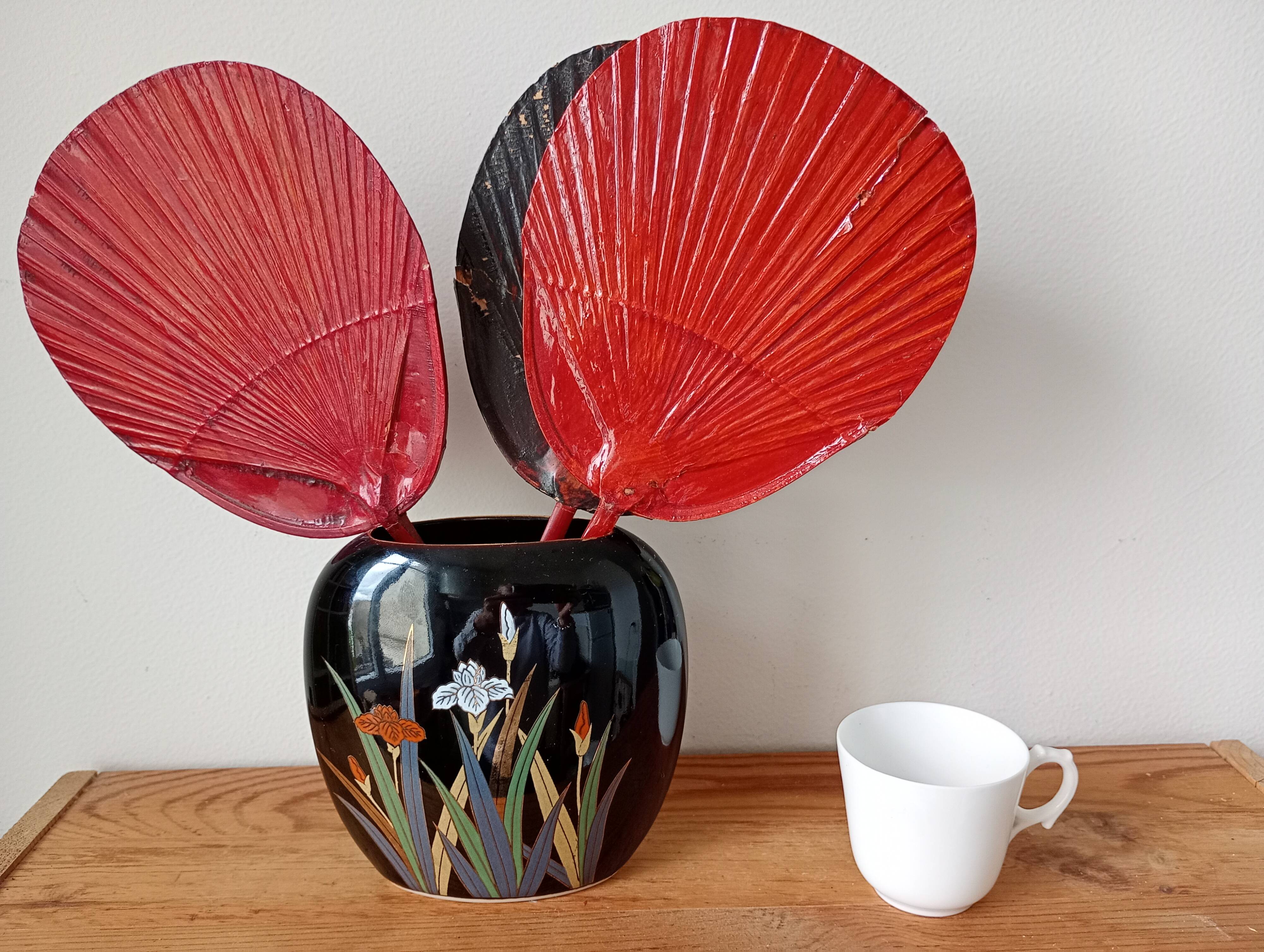 Vase japonais Yamaji à décor d'iris