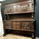 Wooden Renaissance hunting pavilion buffet made entirely carved with war attributes