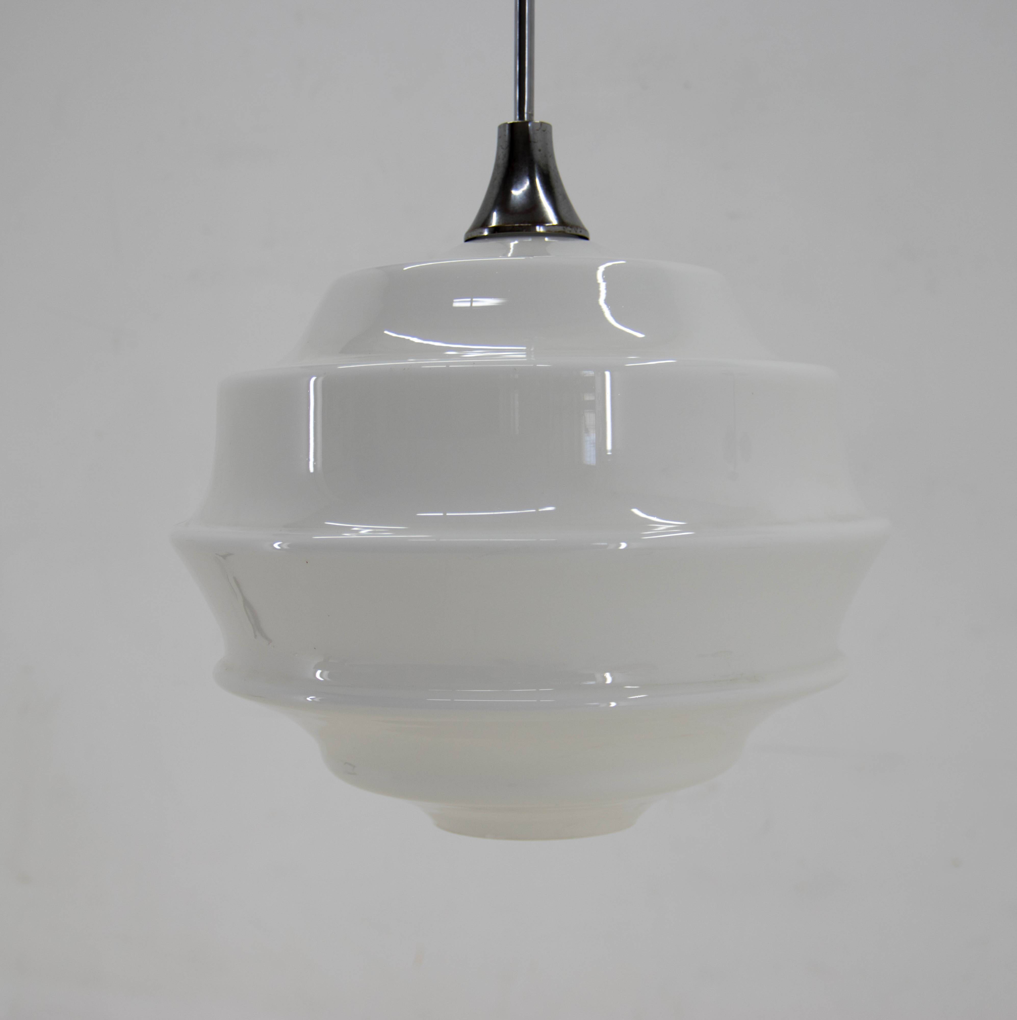 Huge Art Deco Glass Pendant, Czechoslovakia, 1940s