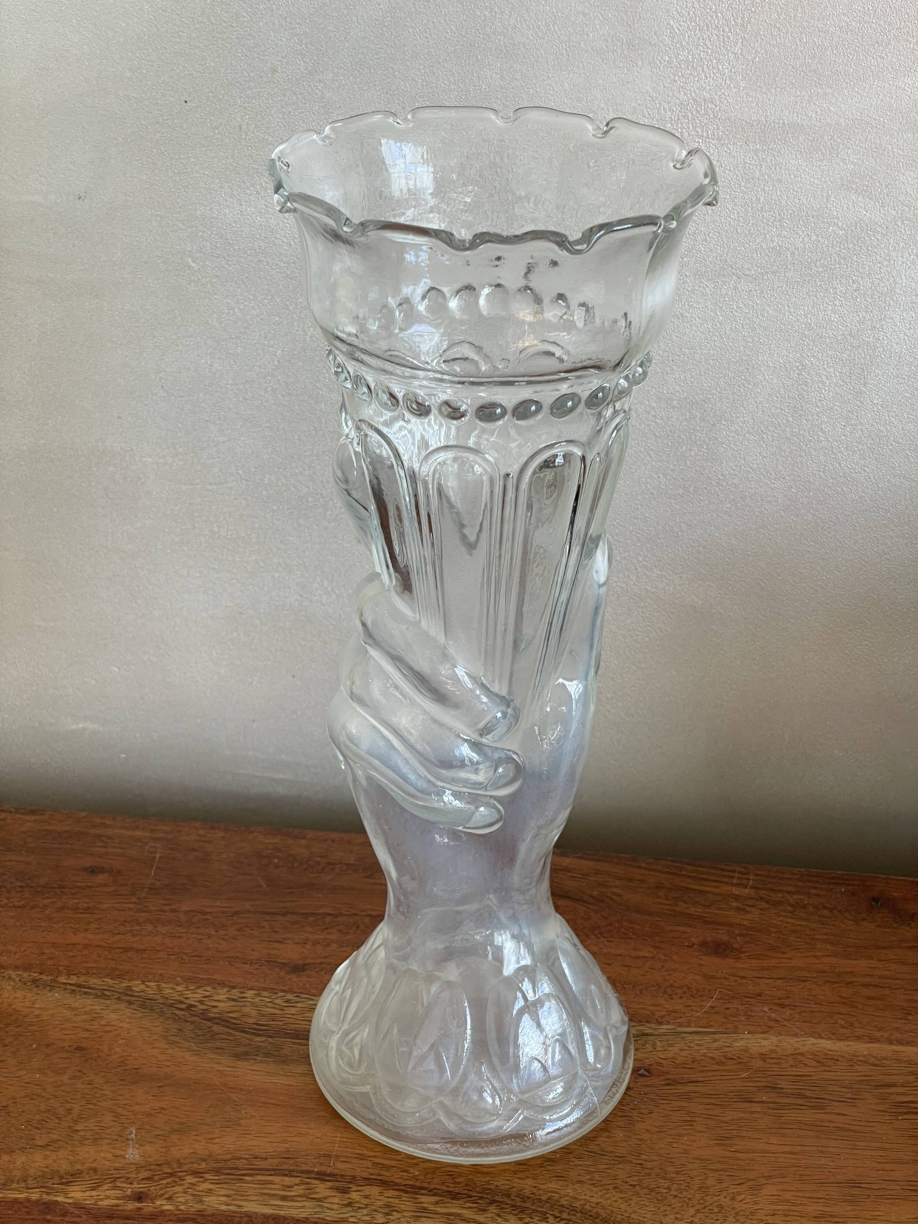 Glass vase hand cornucopia