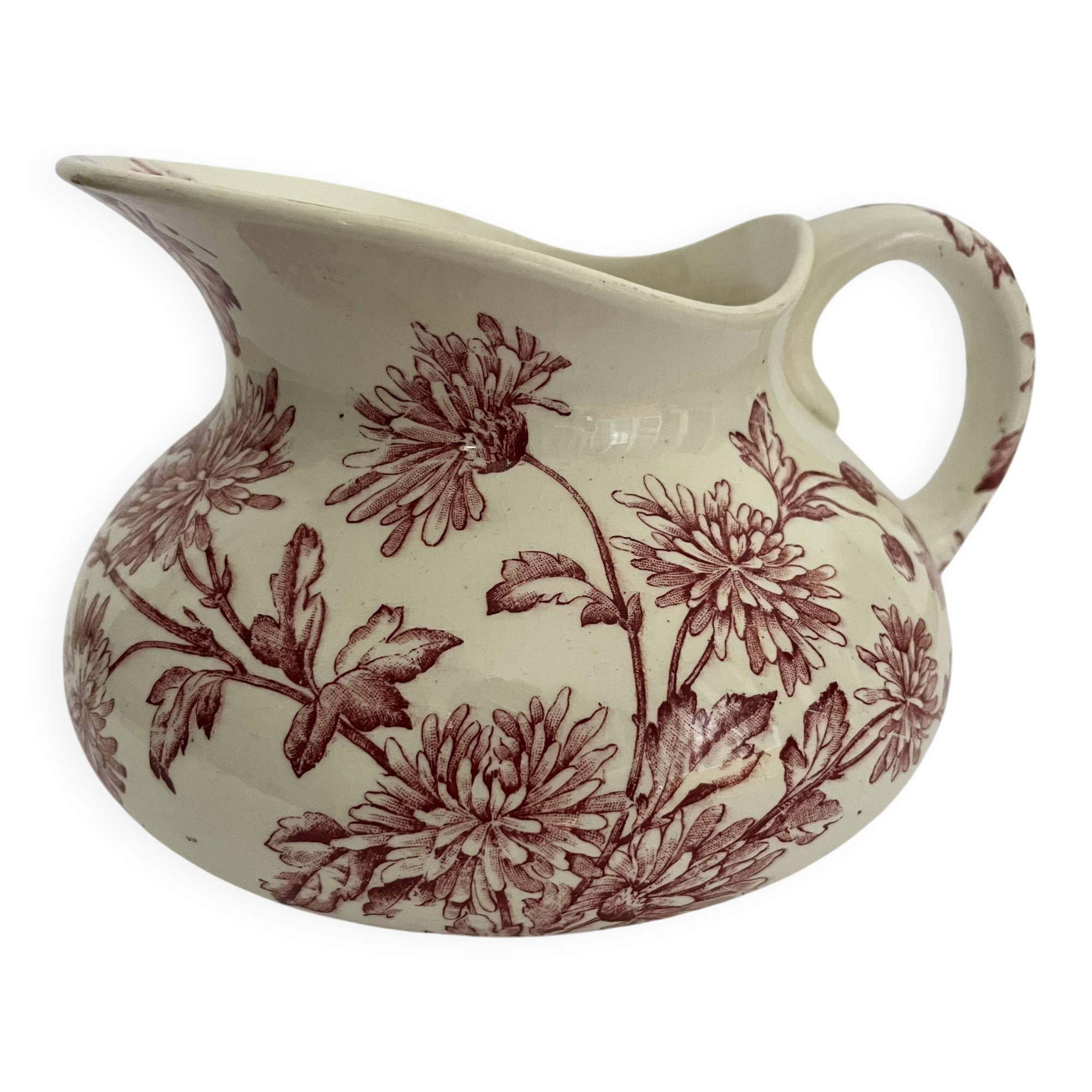 Pitcher, old chrysanthemum jug, Longwy