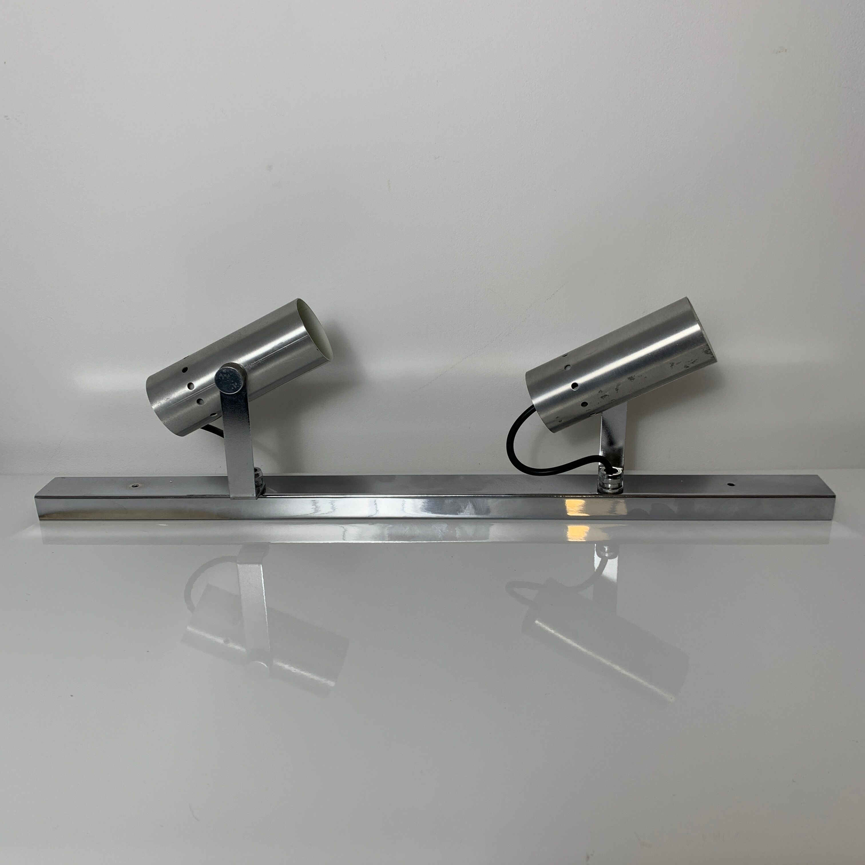 Ramp spot wall lamps chrome metal and brushed aluminum