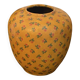 Vase en terre cuite, décor floral