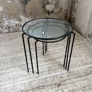 Tables basses gigogne métal et verre années 50