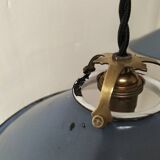 Pair of blue enameled sheet metal pendant lights