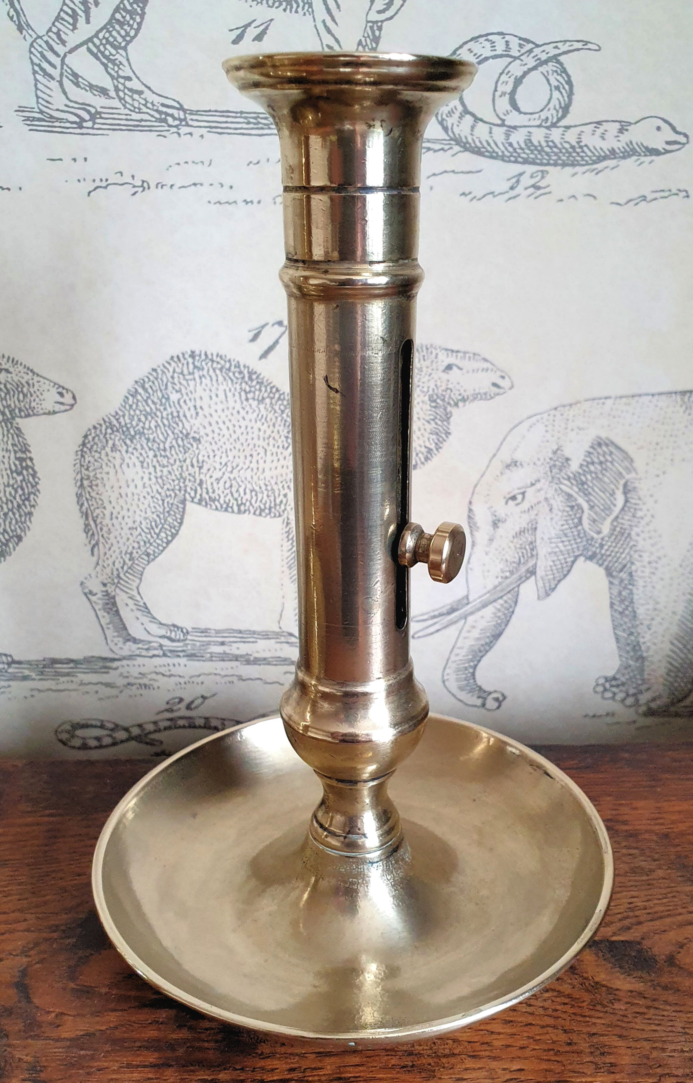 Duo of old brass candle holders