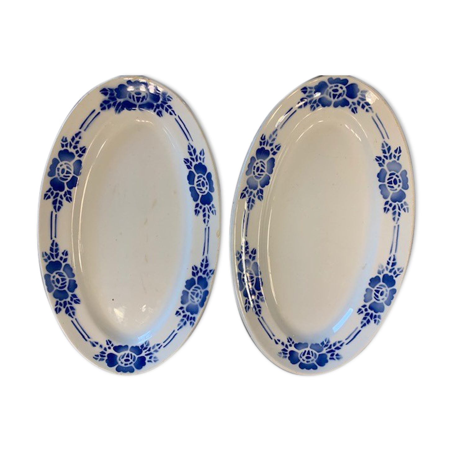 Raviers in pair blue floral pattern