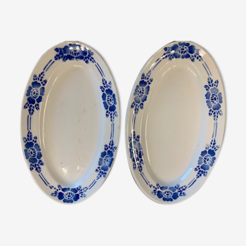 Raviers in pair blue floral pattern