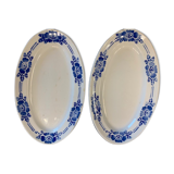 Raviers in pair blue floral pattern