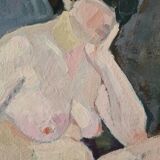 Portrait of nude in the studio - oil by Myriem Bordes 1923