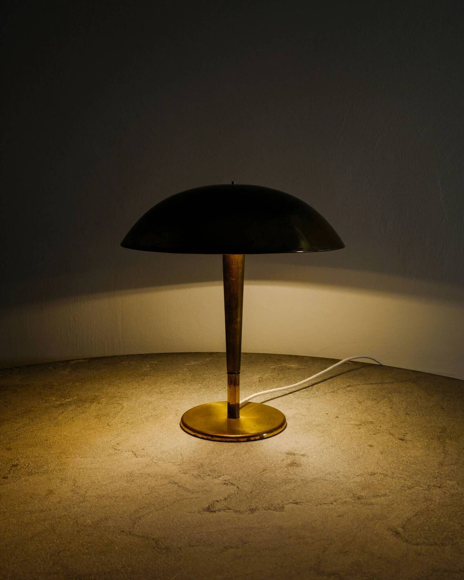 Vintage Finnish "5061" Brass Table Lamp by Paavo Tynell for Taito, 1940s