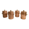 Lot de 4 pots couverts en cuivre étamées ronds avec 2 oreilles