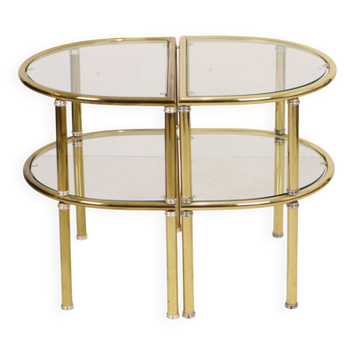 Tables d'appoint, tables de nuit, chrome, verre fumé, Hollywood Regency